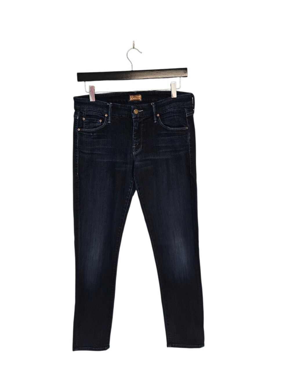 MOTHER The Looker Crop Mid Skinny Coffee Tea Or Me Dark Blue Jeans 29 Preowned